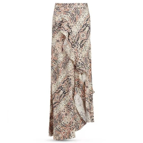 ALL SAINTS Women's RayaArietta Animal Print Ruffled Skirt Brown - Picture 2 of 7